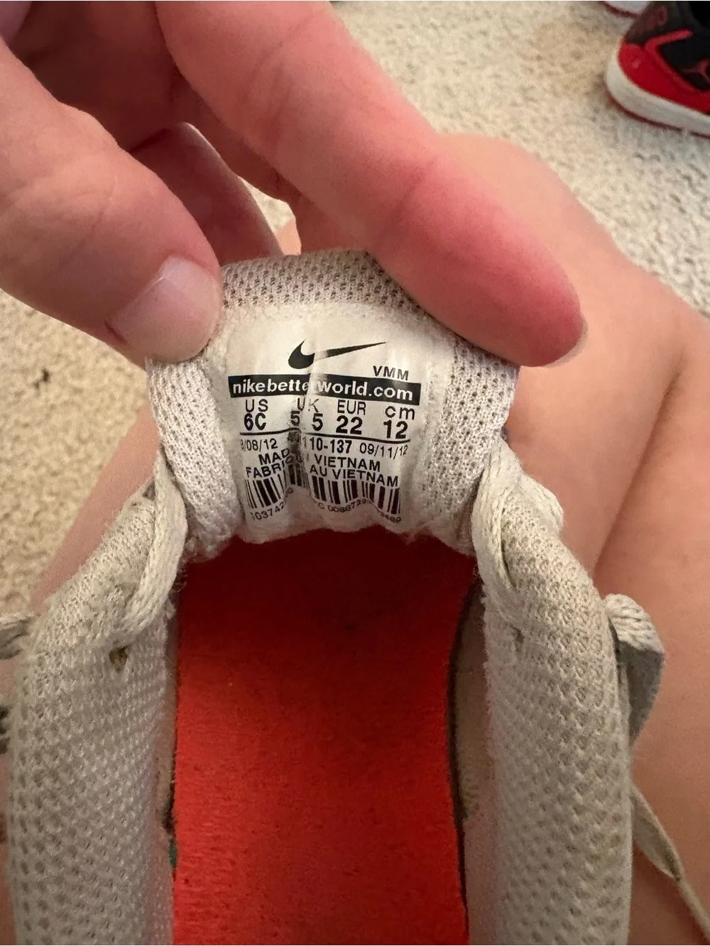 Nike Kids Gray, White & Red Mini Air-Style Sneakers